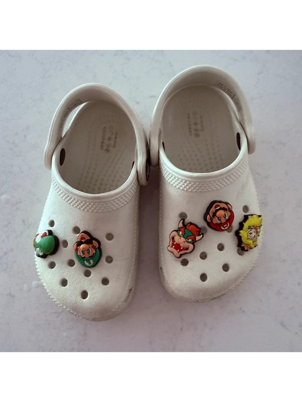 Crocs bone toddler mule clog super Mario charms